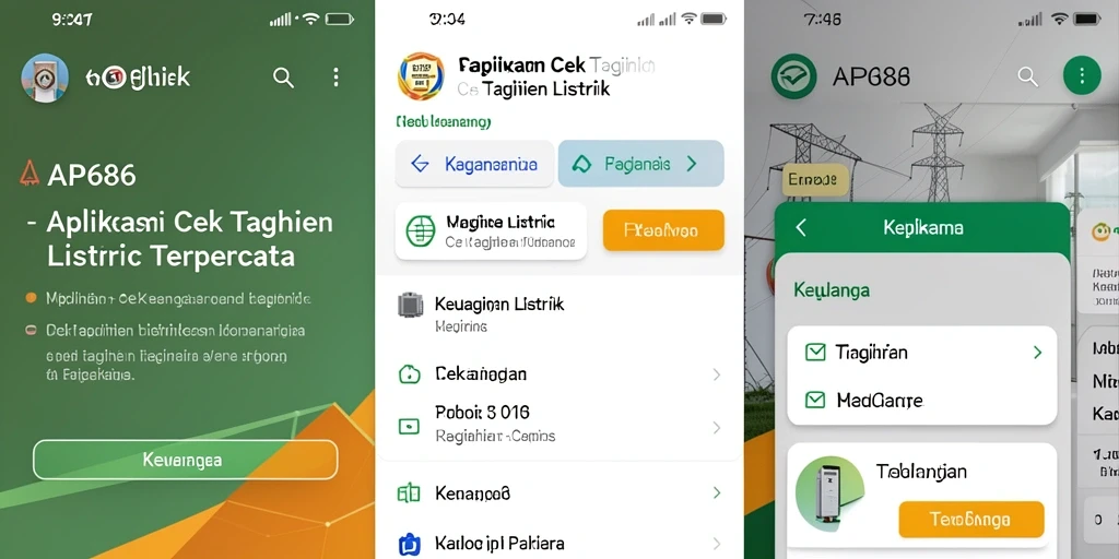 Tampilan antarmuka pengguna AP686 untuk cek tagihan listrik.