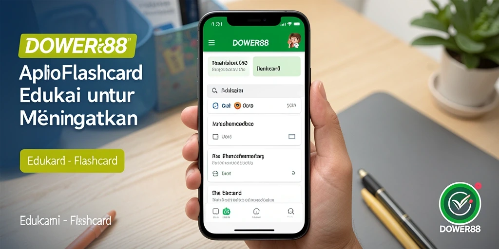 Tampilan antarmuka aplikasi DOWER88 dengan flashcard belajar yang interaktif.