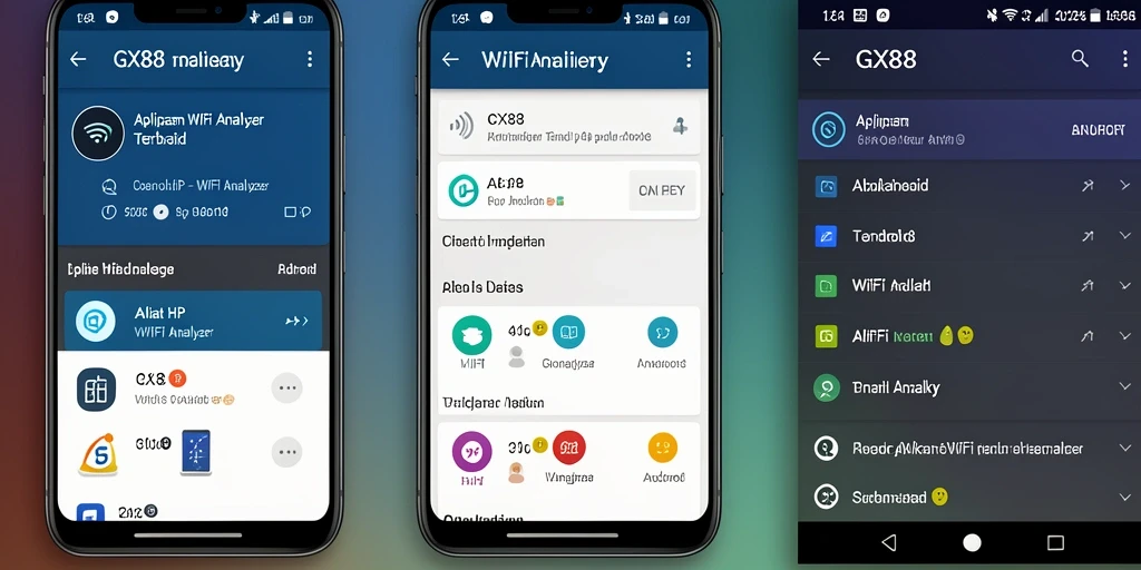 Antarmuka utama GX88 yang menampilkan analisis jaringan WiFi secara real-time.
