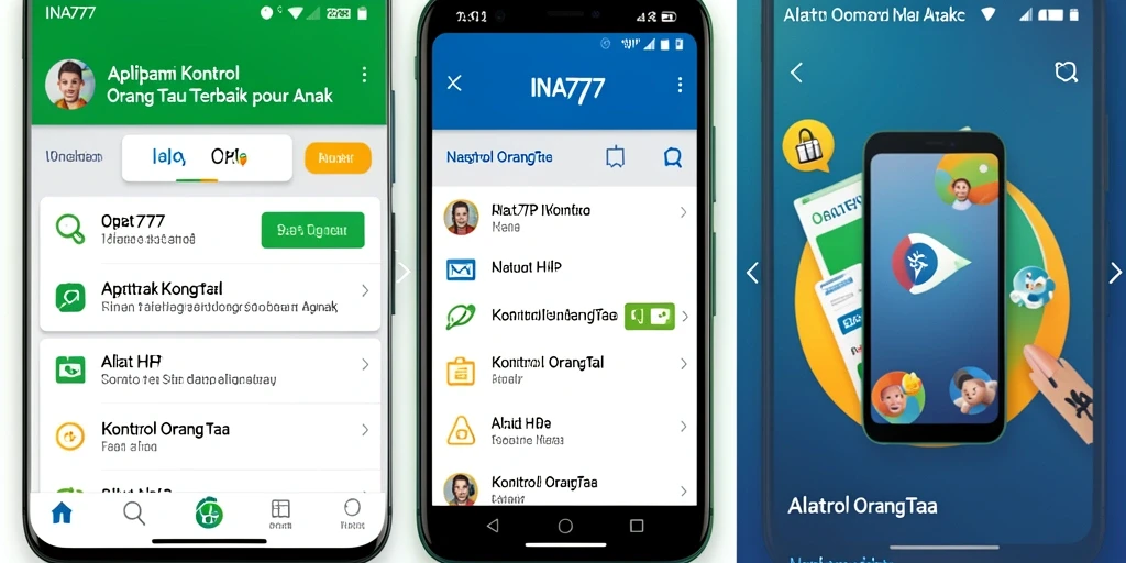 Antarmuka pengguna aplikasi INA777 untuk kontrol orang tua.