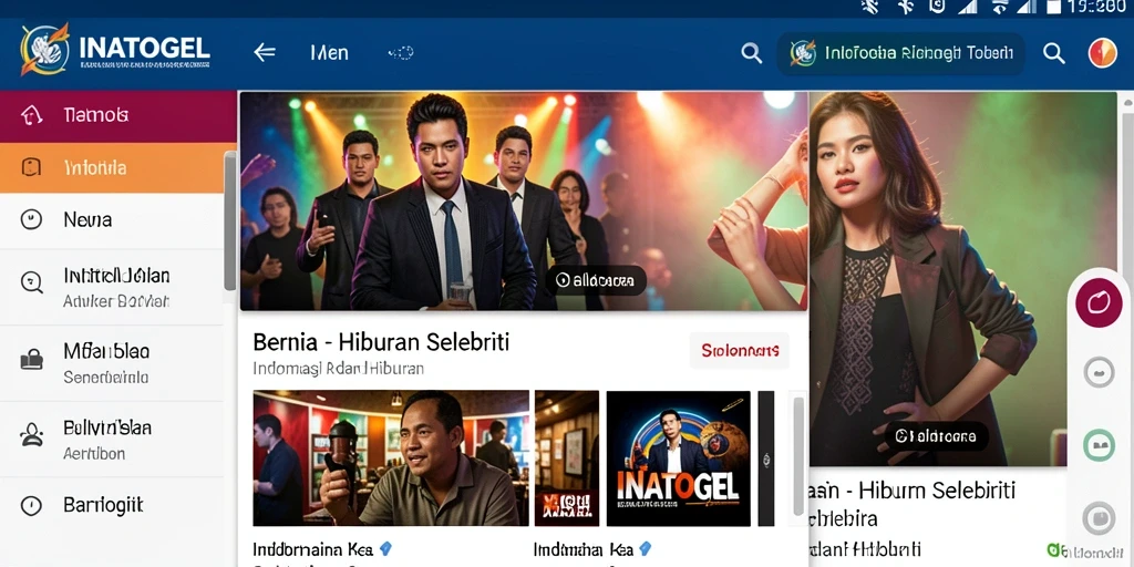 Tampilan antarmuka INATOGEL menampilkan berita selebriti terbaru.