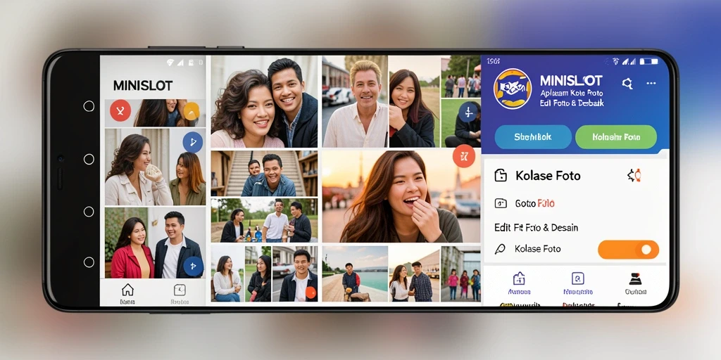 Tampilan antarmuka aplikasi MINISLOT untuk membuat kolase foto.