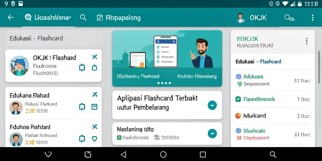 Screenshot tampilan antarmuka aplikasi OKJK yang menampilkan fungsi Flashcard.