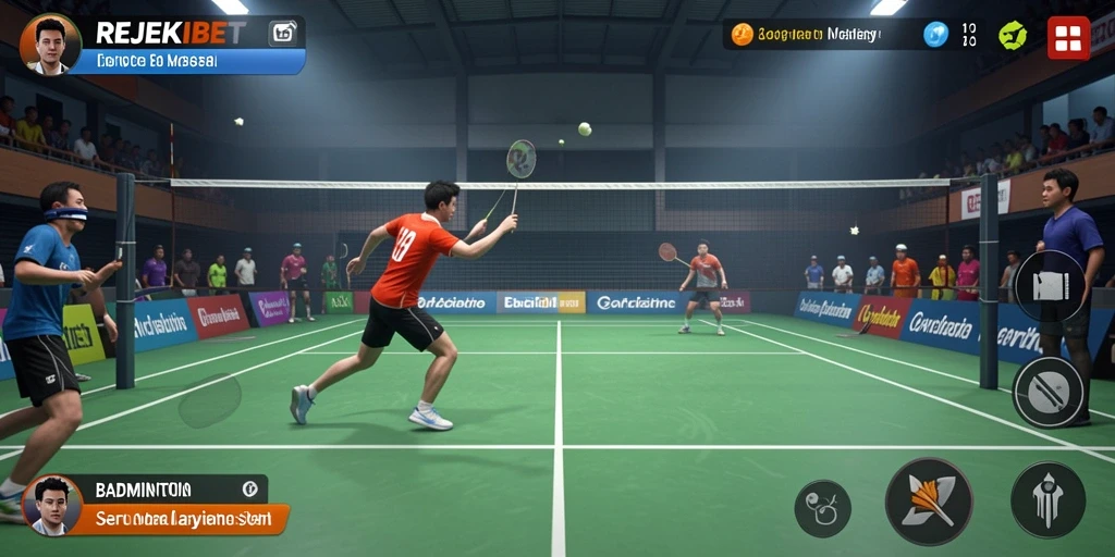 Tampilan antarmuka menarik dari game Badminton REJEKIBET.