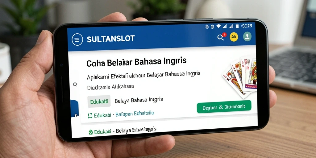 Tampilan utama aplikasi SULTANSLOT untuk Belajar Bahasa Inggris yang interaktif.