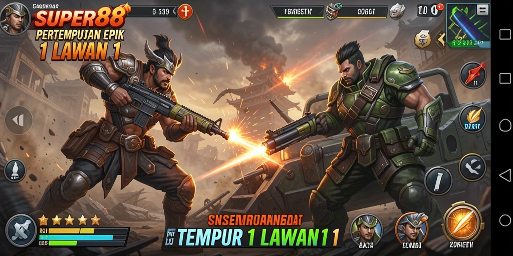 Antarmuka tempur 1 lawan 1 dengan grafis atraktif.